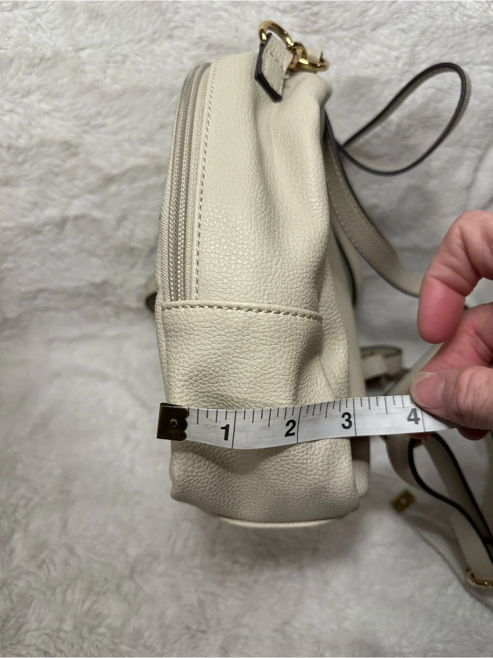 Tommy Hilfiger Cream Mini Backpack with Gold TH Logo